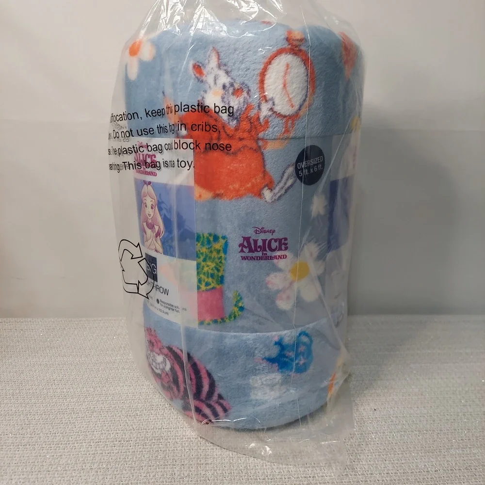 Disney Alice in Wonderland The Big One‎ Plush Throw Blanket Blue Oversized 5x6ft